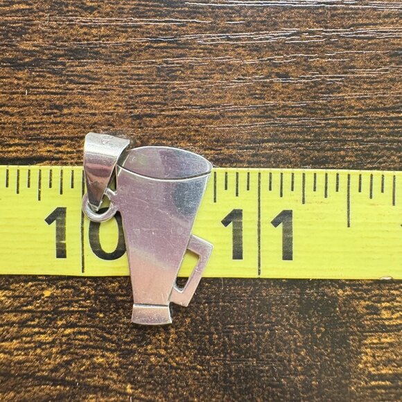 VTG Solid Sterling Silver 925 Megaphone Horn Charm Pendant Size 1" Length - Picture 9 of 11